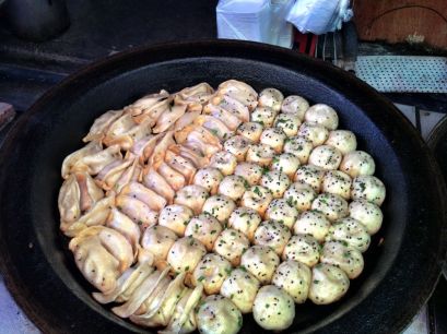 delicious -looking dumplings in the back streets...