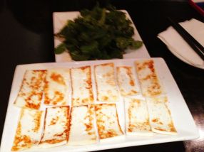 grilled goats cheese; mint salad