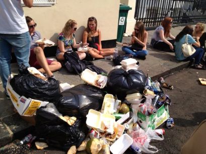 Eating amdist the rubbish...