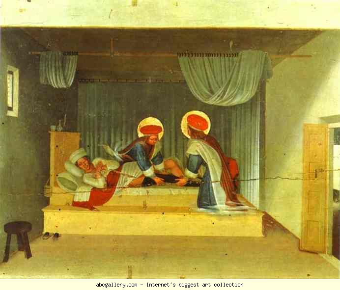 Saints Cosmas  and  Damian (3 Century AD) were  the  patron  saints  of  doctors, surgeons, pharmacists, and barbers. Fra Angelico