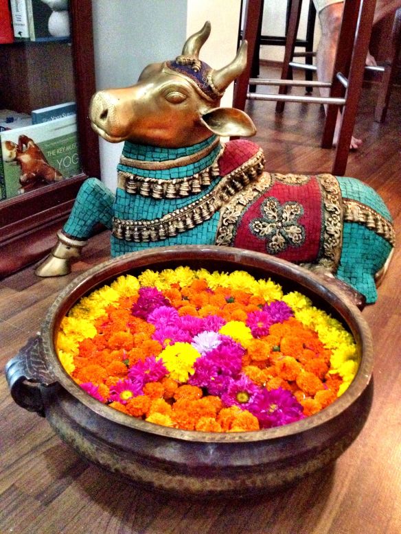 Diwali flowers at Cindy and Guy's flat