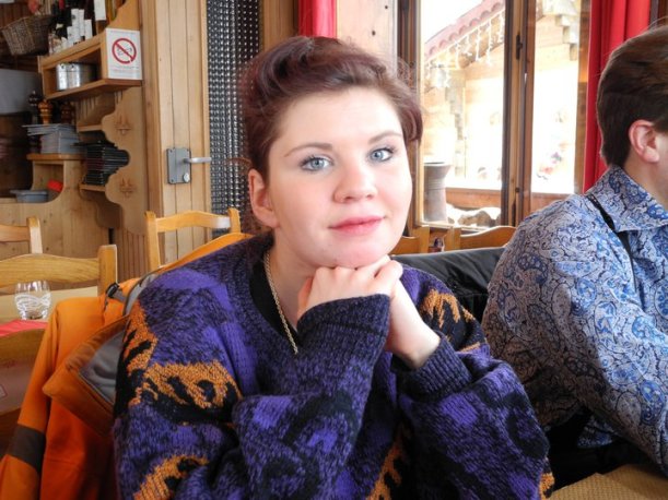 Louise in her New Look jumper on Christmas Day 2010