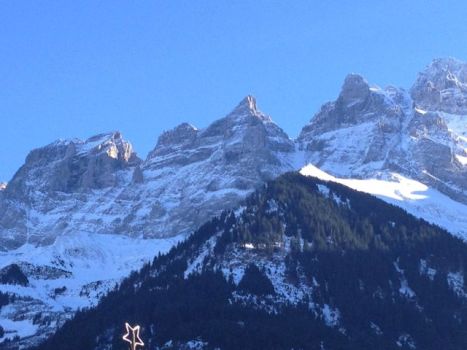 The Dents du Midi on the day we arrive - glorious!