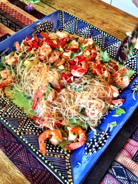 Shrimp glass noodle salad, Guests couldn't wait for me to photo!