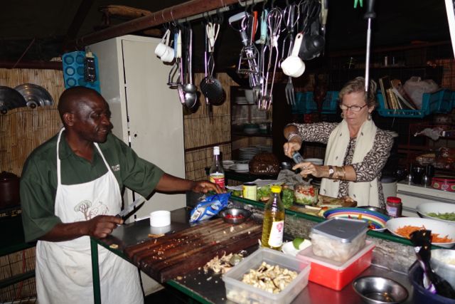 Cooking Thai green chicken curry with Nicholas in the Mana Pools kitchen tent!