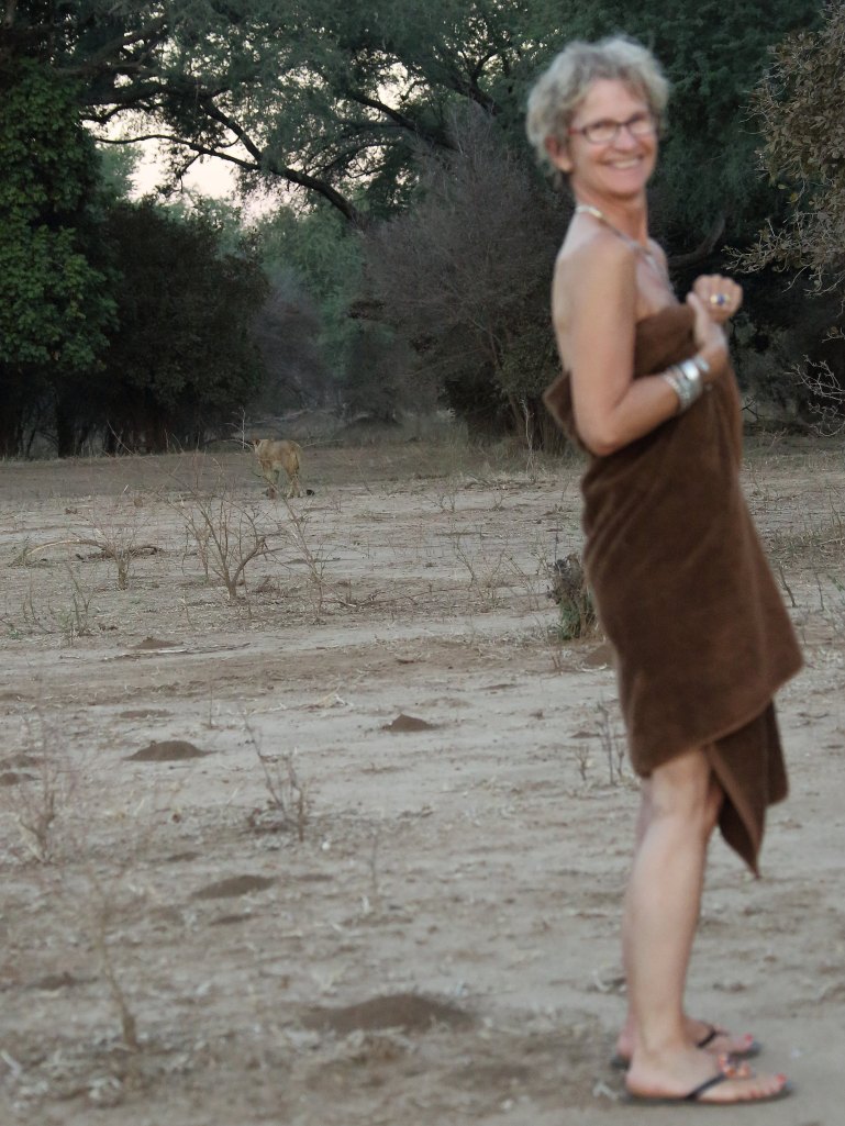 Me with the Spice Girl behind my tent - caught unawares!