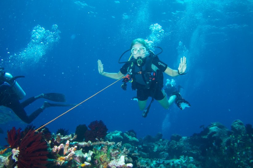 Hooked on for dear life in a swirling current, watching the world go by!