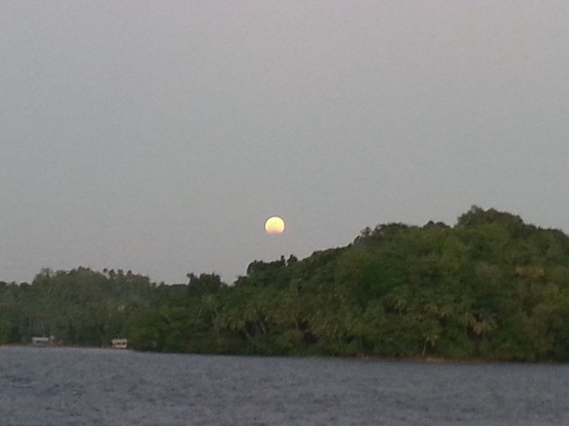 The beginning of the lunar eclipse