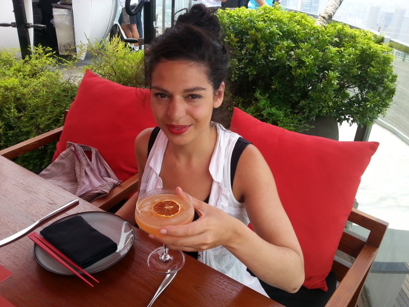 Lulu enjoying her cocktail at KuDeTa