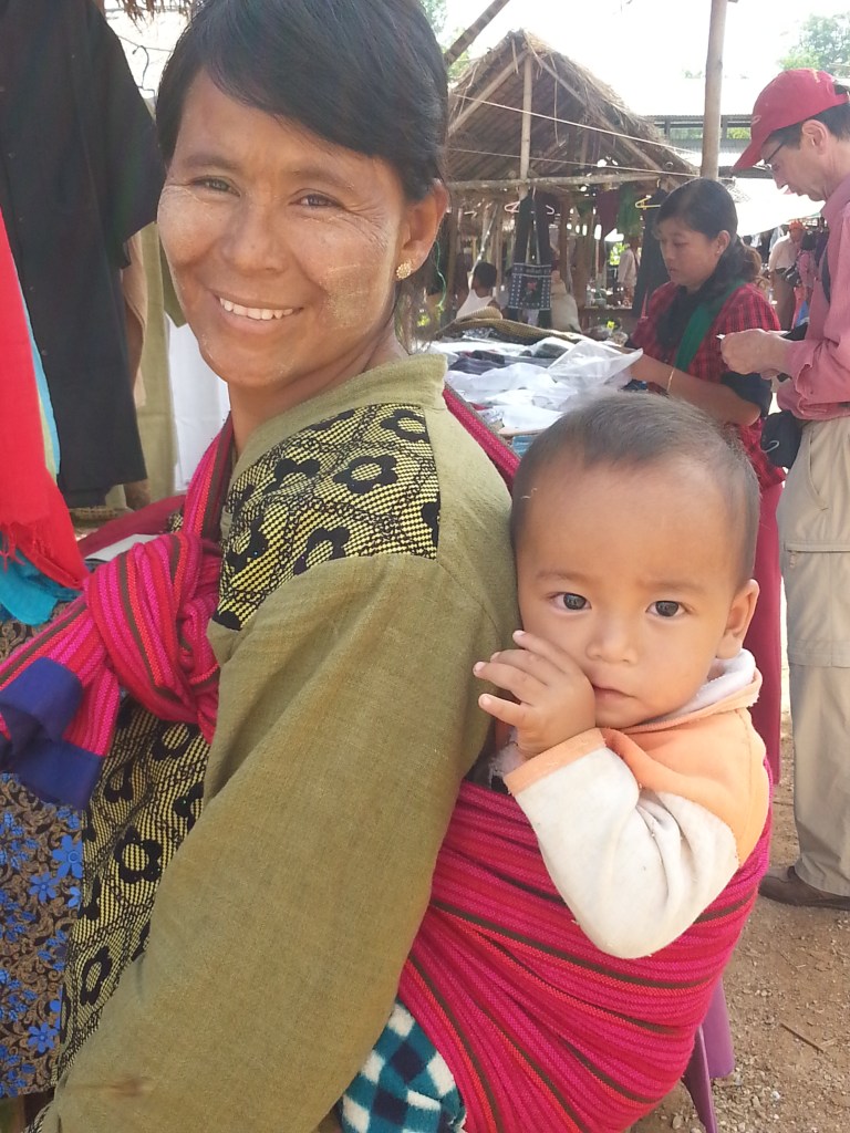 Pao woman and baby at Inthein weekly market, Inle Lake