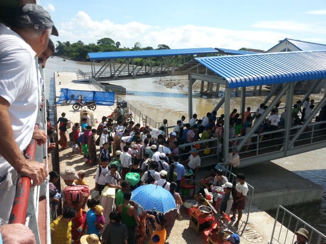 Disembarking the ferry - the ferangi look on!
