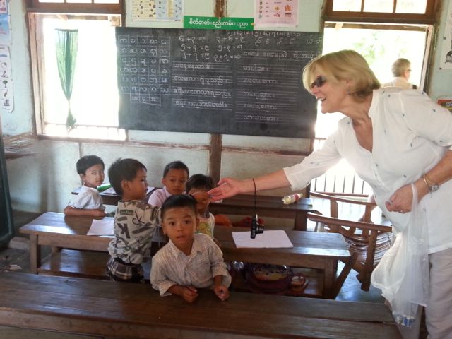 Christine handing out rubbers