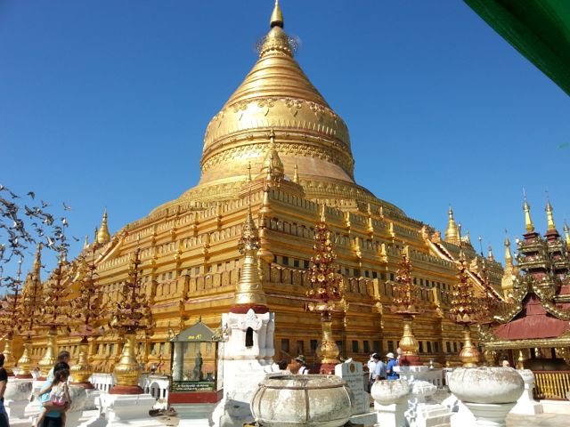 Shwezigon Pagoda, dating from 1089, but much restored obviously. We were there during its annual festival
