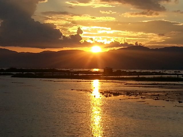 Sunset from Inle Lake Resort balcony