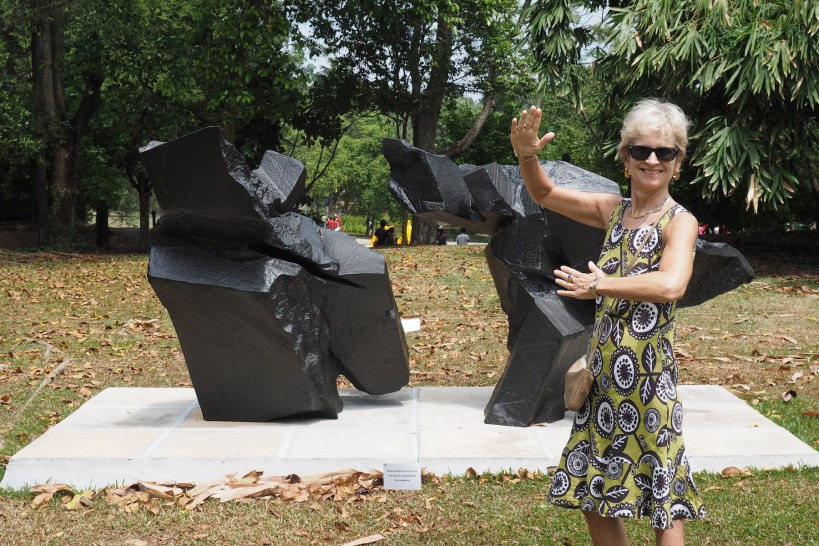 Trying out my Tai Chi with the series of sculptures