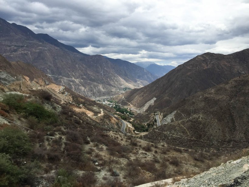 The road to Lhasa, winding around the mountains