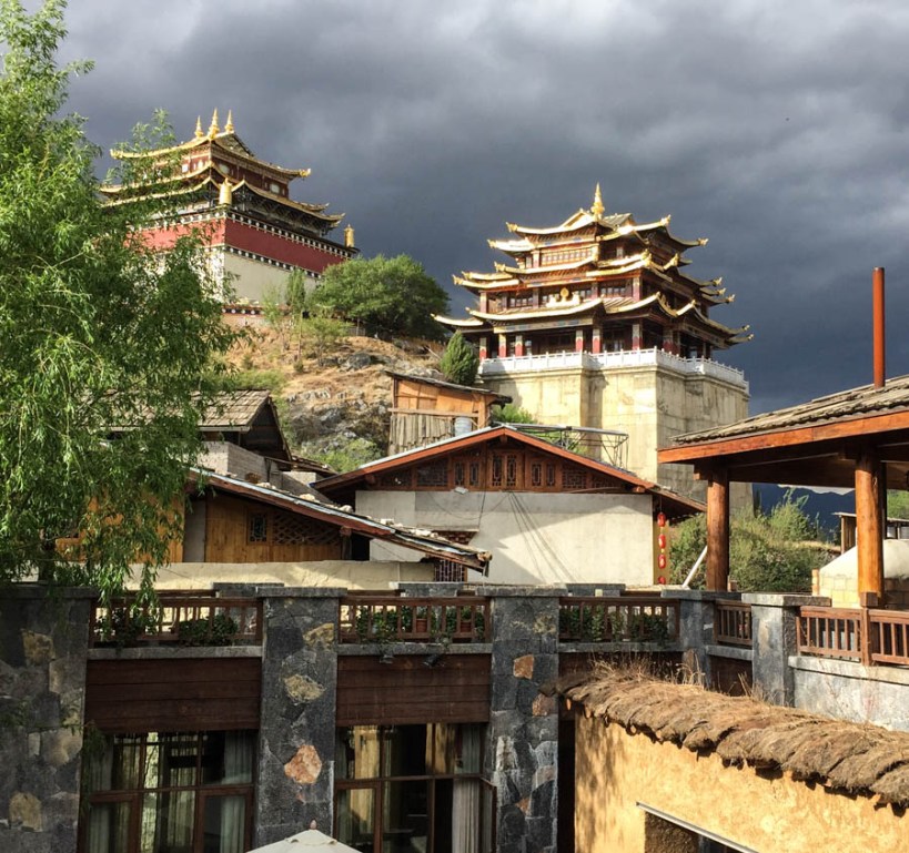 Shangri La 'old town' from our hotel window - grey old sky for grey old place