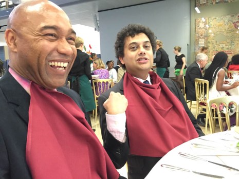 At the Caine Prize dinner - Gus Casely-Hayford and Neel Mukherjee in their best bib and tucker