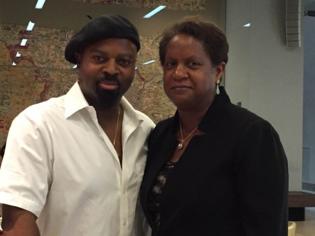 Ben Okri with fellow Caine Prize Council member, Alicia Adams
