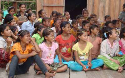 School assembly in Jong school, Cambodia