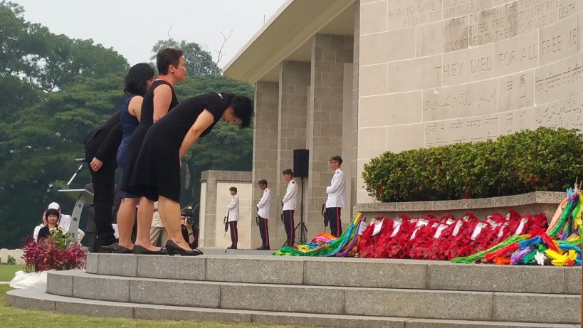 The Japanese students laying the Tsurus