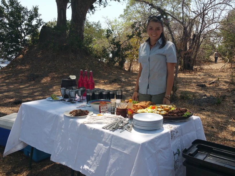 Caitlin with picnic spread at Vundu